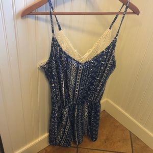 Blue and white romper